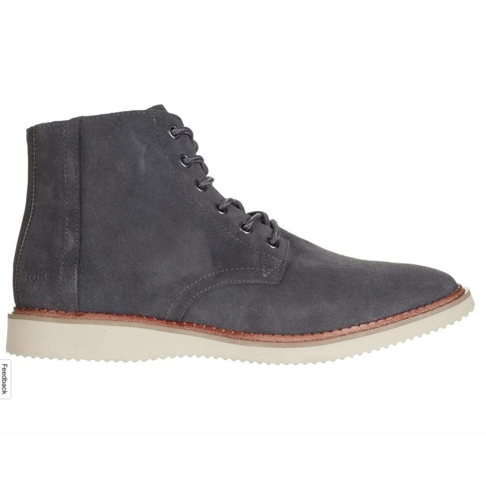 TOMS Mens Boot Porter Charcoal Gray Suede Boots Suede Boots Lace Up Mens sz 12 - Picture 1 of 9